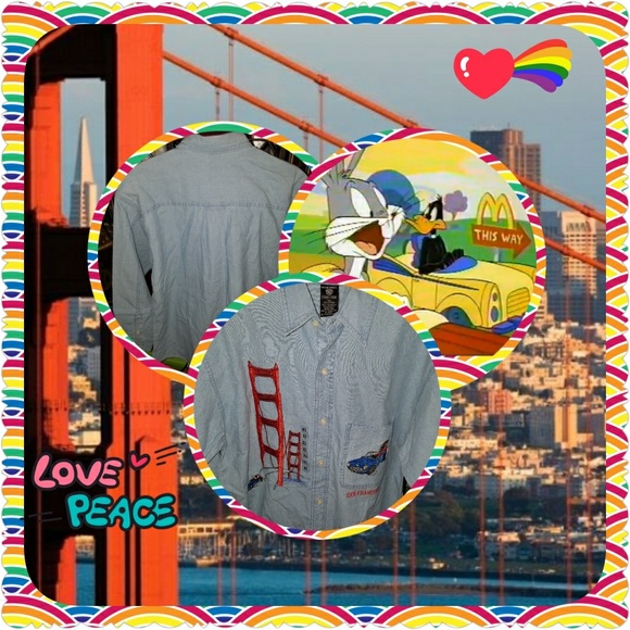 Warner Brother's Taz @ GG Bridge, SF Chambray - Picture 1 of 3